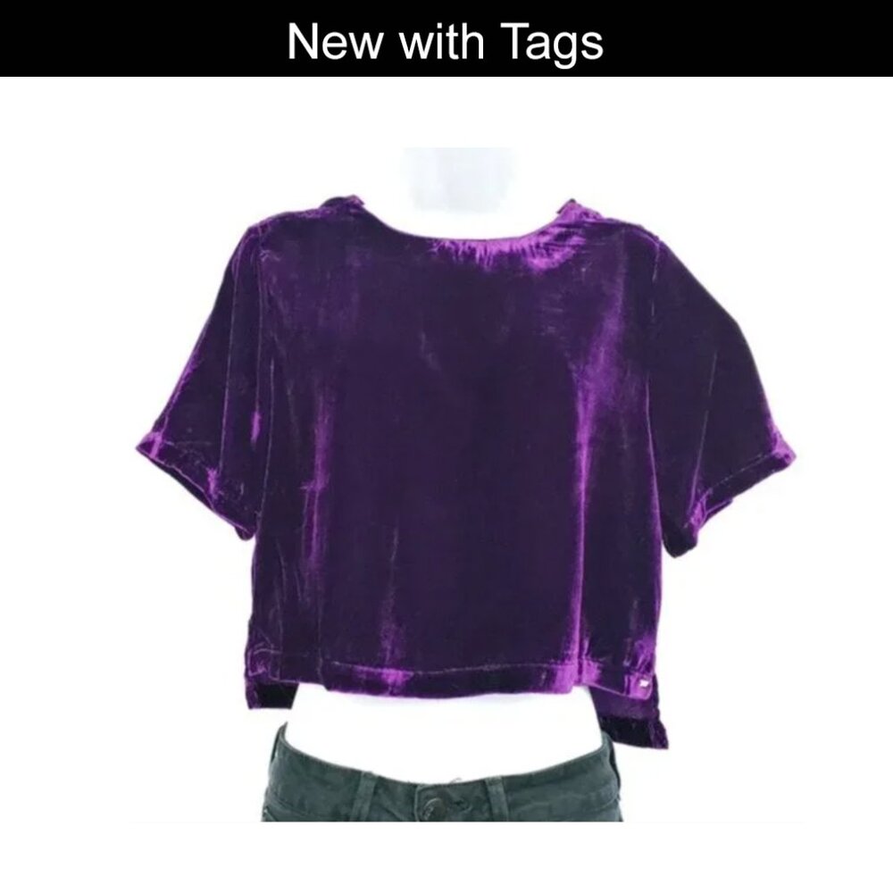 NEW The Line & Dot Deep Purple Silk Blend Velveteen Angela Chase Crop Top XS.